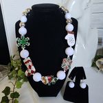 Christmas Winter Necklace with Earrings Set New Silver Photo 0