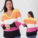 Lane Bryant NEW Classic V-Neck Tunic Pullover Sweater Striped Soft 16/18 XL/XXL Photo 1