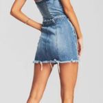 Retrofete Ashlyn Strapless Belted Raw Hem Denim Mini Dress Sea Blue Women's XS Photo 1