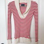 American Eagle VTG Y2K Waffle Knit Pink Stripe Shawl Neck Top Size Small Preppy Photo 0