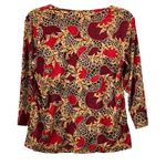 JM Collection Leopard‎ Print Blouse Red Medium Petite Photo 1