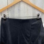 Bar III Non Leather Vegan Skirt Womens XS Black Cross Front Lined Stretch Waist Photo 1