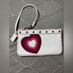 Coach RARE VTG  Heart Suede Multi Color White Pink Heart Wristlet Clutch Hippie Photo 5