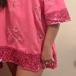 Hot Pink Candy Cane Half Sleeve Sequin Dress Size L Photo 2
