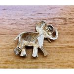 Red/White Rhinestone Elephant Brooch Pin Gold Tone Figural Pin Jungle Animal 2" Photo 10