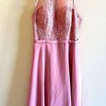 Azazie  Pink Lace Halter Top Sleeveless Bridesmaid Dress Knee‎ Length Size… Photo 0