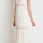 Forever 21  Dress Women Small Ivory Crochet Halter Maxi Boho Festival Cottagecore Photo 0