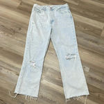 ZARA  straight leg cropped jeans Raw hem Ripped Light Wash Womens size 6 Photo 1