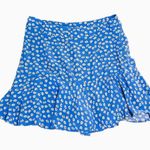 ZARA  Light Blue Daisy Floral Print Mini Skirt Shorts Skort ~ Women's Size MEDIUM Photo 2