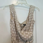 EXPRESS  Polka Dot Faux Wrap Dress White Beige Tan Casual Party Work Sz 2 Photo 4