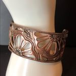 BARSE Oversized Copper Cuff Bracelet with Floral Cut Out Design Mint Condition Pink Photo 5