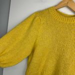 Urban Outfitters Puff Sleeve Sweater Sz Medium Yellow Fuzzy Knit Photo 4
