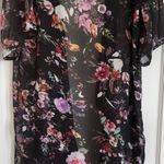 Sherosa Women's Floral Print Sheer Chiffon Loose Kimono Cardigan OSFM Black Photo 5