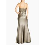 Theia Farren Strapless Gown Dress Pewter Satin Size 4 NWT Flattering MOB Dress Gold Photo 9