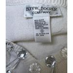 Bonnie Boerer Vintage White Knit V Neck Sweater w/ Crystal Ornaments, Small Photo 3