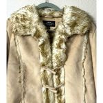 Montanaco Faux Suede Fur Trimmed Toggle Jacket Womens S Beige Winter Warm Chic Tan Photo 10