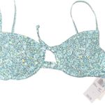 Roxy Eco Seaside Tropics Smocked Underwire Bikini Top Size Large Green Swimwear Photo 3