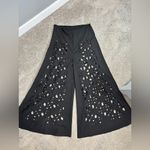 Women’s Casual High Rise High Waist Hollowed Out Cut Out Wide Leg Black Pants Size L Photo 7