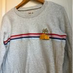Faherty  Gray Horizontal Stripe Palm Tree Vacation Sweater‎ Beach Boho Size Small Photo 1