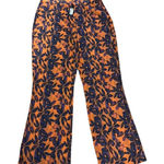 Pretty Little Thing Orange Blue Floral Wide Leg Pants Trousers Size 12 Photo 0