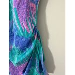 VTG Mainstream 90s Swim Dress | Neon Abstract Teal Blue Pink Skirted Swimsuit 16 Size 16P Photo 1