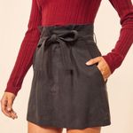 Reformation Jennings Paper Bag Mini Skirt In Charcoal Photo 0