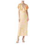 Kate Spade New York Yellow Pink Floral Splash Ruffle Satin Maxi Dress 6 Photo 2