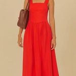 Farm Rio NWT  Stretch Linen Blend Cami Maxi Dress Size S Classic RED Photo 2
