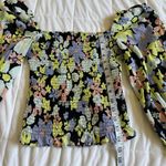 Free People  Purple and Yellow Smocked Bishop Sleeve Blouse Photo 8