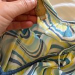 Skemo Blue Yellow Long Dress Beaded V Neck Ruffle Hem Size Small Maxi Tiered Photo 5