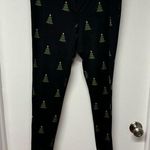 Tipsy Elves  Womens Christmas Tree Leggings Shiny Black Green Size Large Festive Photo 0