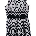 Taylor Dress Women's 14 Navy & White Jacquard Fit & Flare Cruise Vacation Beach Black Size 14P Photo 0