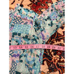 Taj by Sabrina Crippa Blue Pink Geometric Embroidered Floral Boho Peasant Dress Photo 5