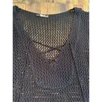 Crochet knit beach cover up tunic mini dress size small black Black Photo 3