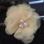 Anthropologie Cream Delicate Lace Fabric with Pearls Hair Clip Photo 0