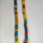 WOOD bead 10 inch Set matching necklace & earrings RETRO BOHO HIPPIE. NWT Gold Photo 2