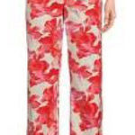 WAYF  Brielle Floral‎ Pants Red and Pink Straight Leg Pants Size Medium NWT Photo 0