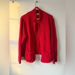 Notations VTG  Knit Cotton Vibrant Red Cardigan Sweater Buttons Thick Warm XL Photo 1