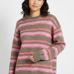 ZARA Striped Knit Oversized Sweater Womens M Brown Pink Cozy Indie Retro Y2K Photo 0