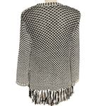 Chico's NEW Size 1 US M Bi Color Fringe Textured Cardigan Sweater Black White Photo 1