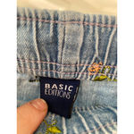 Basic Editions Floral Embroidered Chambray Denim Pants L Cottagecore Boho Lounge Blue Size 2X Photo 5