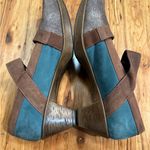 NAOT Dashing Pump Leather Mary Jane Heels Shoes Teal Brown 39 Hook & Loop size 8 Photo 4