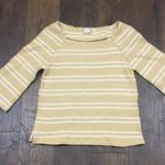 Anthropologie Postmark Mustard Yellow Striped Flared Sleeve Top Photo 2