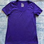 Nike Purple The Tee Dri Fit Short Sleeve V Neck Athletic Cut Women's Medium Photo 0