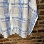 Tahari  Blue Cream Plaid Oversized Full Zip Up Cape Poncho Sweater Women's L/XL Photo 2