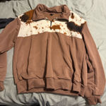 Brown Sherpa cow print quarter zip Photo 0
