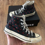 Converse all Star Chuck Taylor hi top black kiss lip embroidered lace up shoes 7 Photo 0