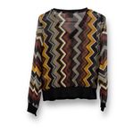 Missoni x Target Multicolor Chevron Earthy Sheer Long Sleeve V Neck Top Sz S Brown Photo 3