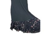 Rampage Vintage Black Floral Embroidery VNeck Ruffle Hem Tie Straps Dress 90s L Photo 2