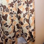 Y2K Floral Casual Button Down Shirt in Brown 70s Style Retro Pattern Camo Size M Photo 4